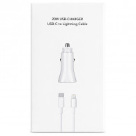 Chargeur Voiture USB 20W + Câble USB-C Vers Lightning Blanc en Tunisie
