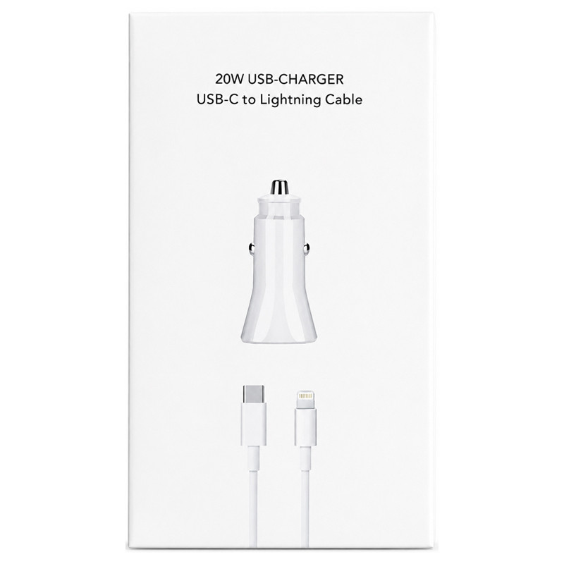 Chargeur Voiture USB 20W + Câble USB-C Vers Lightning Blanc en Tunisie