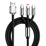 Câble Chargeur 3En1 Type-C + Lightning + Micro-USB Noir en Tunisie