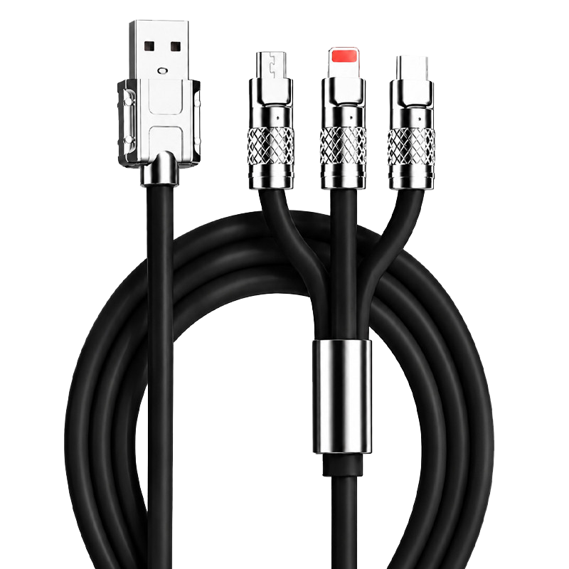 Câble Chargeur 3En1 Type-C + Lightning + Micro-USB Noir en Tunisie