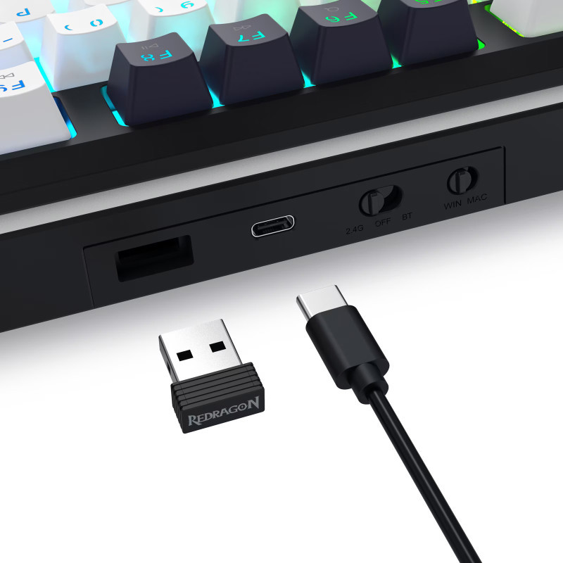 Clavier Gamer Mécanique Redragon K746 Wildslash Pro RGB Noir & Blanc en Tunisie