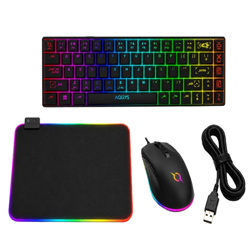 Pack Gamer 3En1 Aqirys Clavier Mécanique Sans Fil + Souris & Tapis Noir En Tunisie