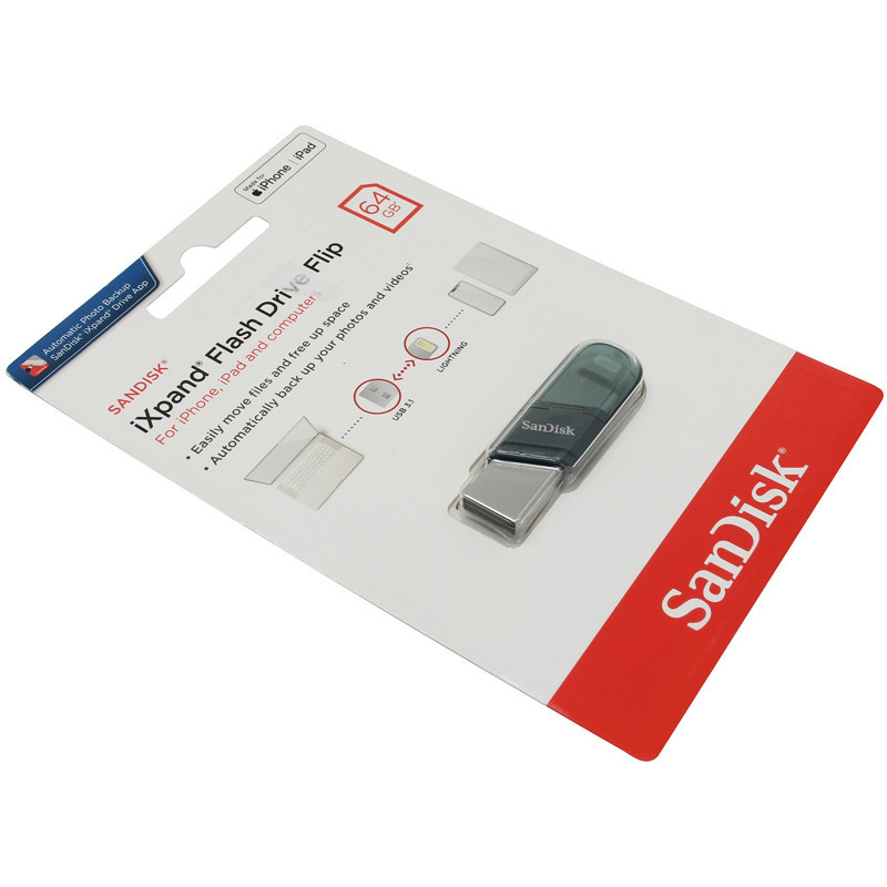 Clé USB Sandisk iXpand Flash Drive 64 Go USB Type A + Lightning Gris en Tunisie
