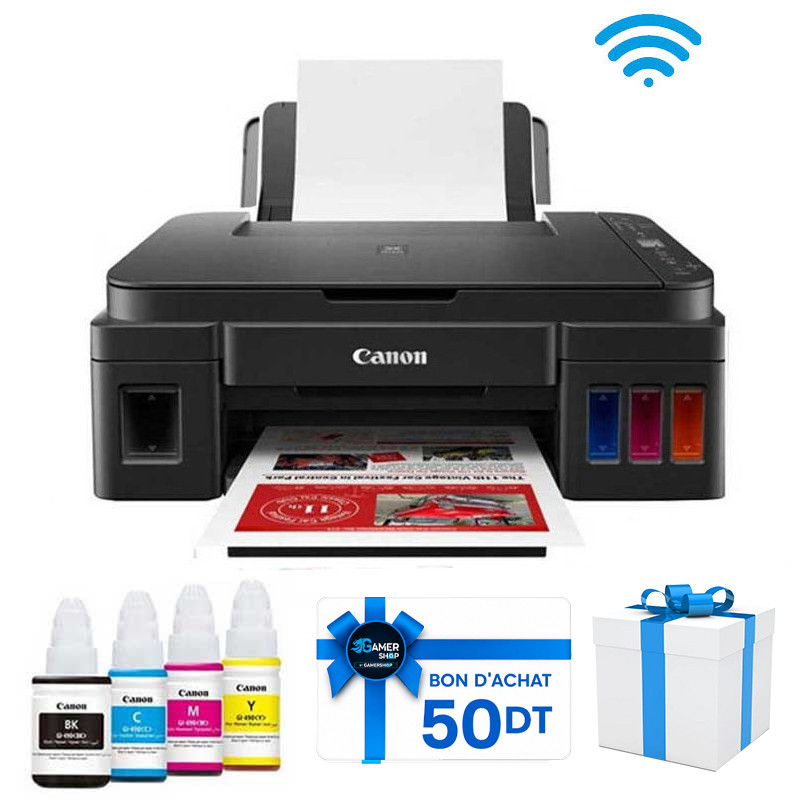 Imprimante à Réservoir Intégré Canon Pixima G3410 3en1 Couleur Wi-Fi Noir en Tunisie