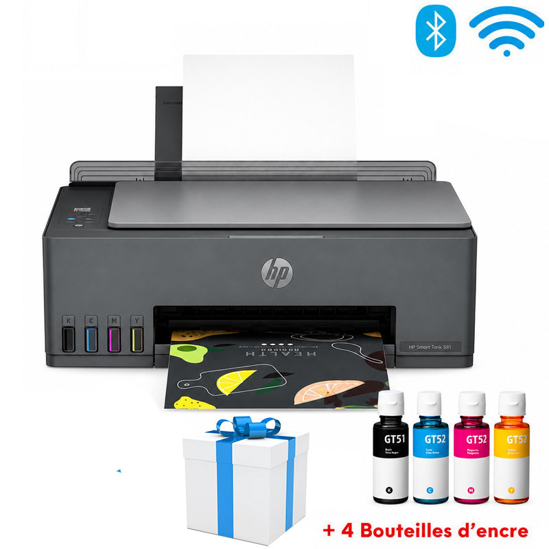 Imprimante à Réservoir Intégré 3En1 HP Smart Tank 581 Couleur Wi-Fi - Noir (4A8D4A) en Tunisie