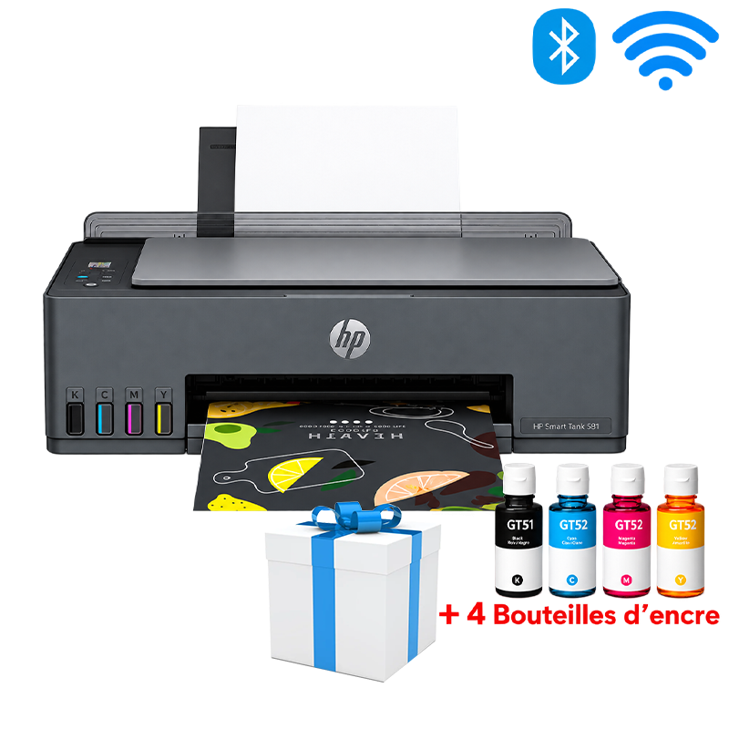 Imprimante à Réservoir Intégré 3En1 HP Smart Tank 581 Couleur Wi-Fi - Noir (4A8D4A) en Tunisie