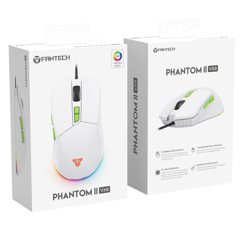 Souris Gamer Fantech Phantom II VX6 Blanc En Tunisie