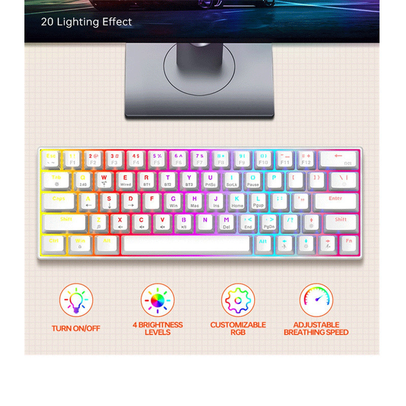 Clavier Gamer Mécanique T-WOLF T30 Blanc en Tunisie