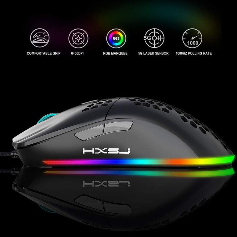Souris Gamer HXSJ J900 Noir En Tunisie