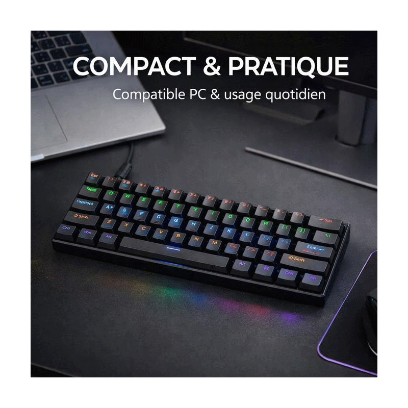 Clavier Gamer Mécanique T-WOLF T60 Noir en Tunisie