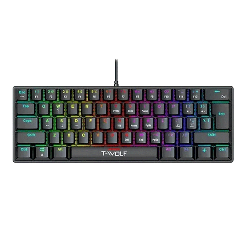 Clavier Gamer Mécanique T-WOLF T61 Noir en Tunisie