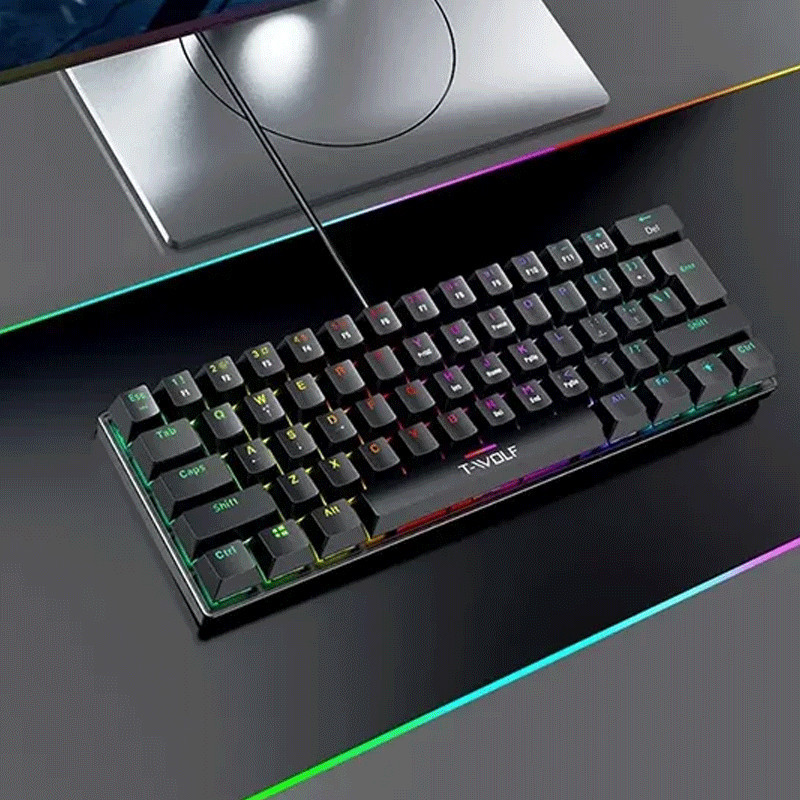 Clavier Gamer Mécanique T-WOLF T61 Noir en Tunisie