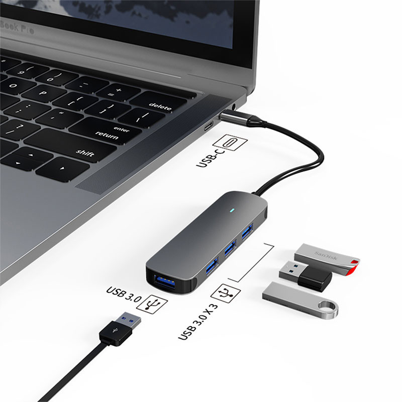 Hub USB-C 4en1 Blisbond DS02 4 ports en Tunisie