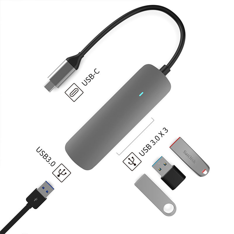 Hub USB-C 4en1 Blisbond DS02 4 ports en Tunisie