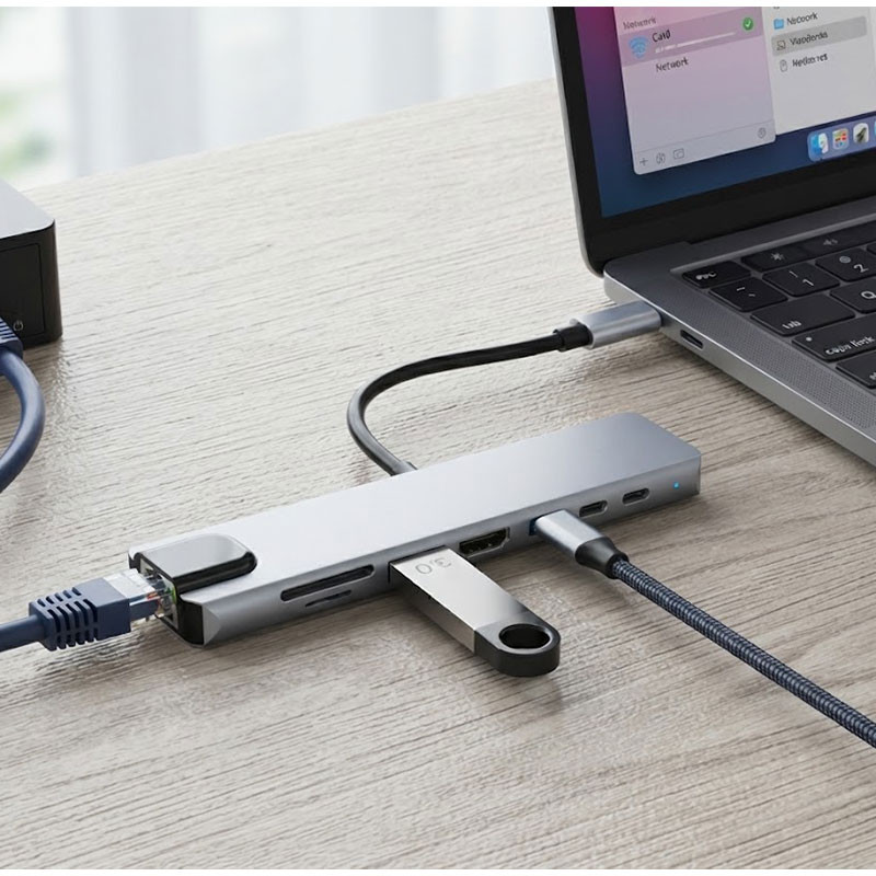 Hub USB-C 7en1 Blisbond DS03 7 ports en Tunisie