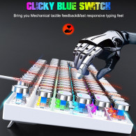Clavier Gamer Mécanique T-WOLF T75 RGB Blanc en Tunisie
