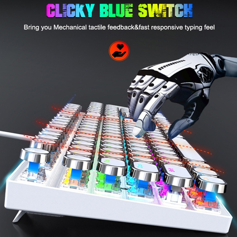 Clavier Gamer Mécanique T-WOLF T75 RGB Blanc en Tunisie