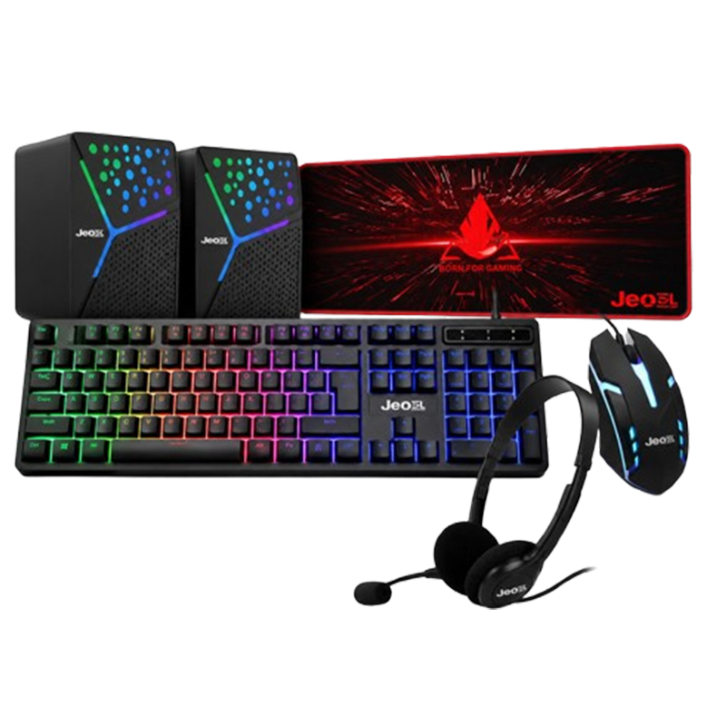 Pack 5En1 : Souris + Clavier Jedel + Casque  Micro SBOX + Tapis & Sac à Dos En Tunisie