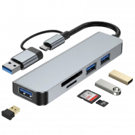 Adaptateur Multifonction 5En1 Type-C/USB Silver