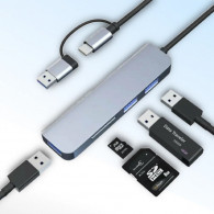 Adaptateur Multifonction 5En1 Type-C/USB Silver