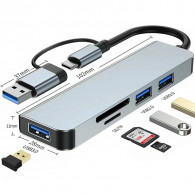 Adaptateur Multifonction 5En1 Type-C/USB Silver en Tunisie