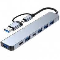 Adaptateur Multifonction 7En1 Type-C/USB Silver