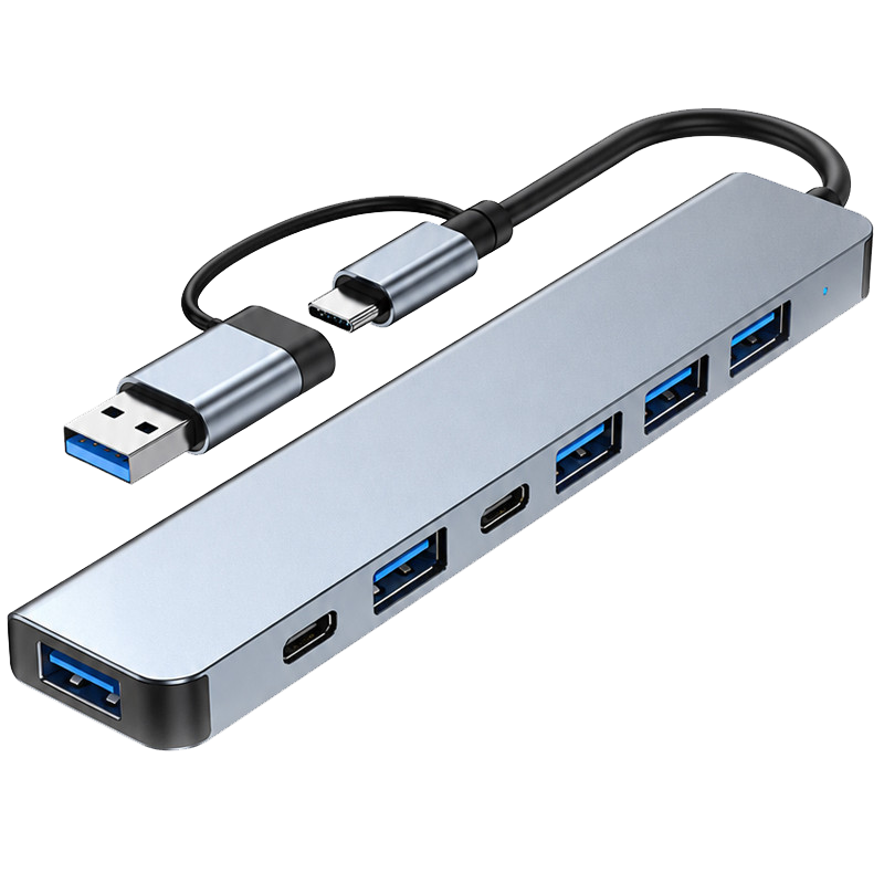 Adaptateur Multifonction 7En1 Type-C/USB Silver en Tunisie