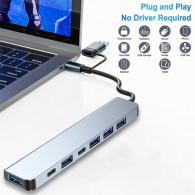 Adaptateur Multifonction 7En1 Type-C/USB Silver en Tunisie