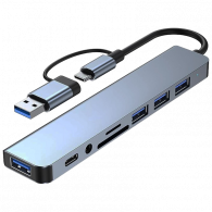 Adaptateur Multifonction 8En1 Type-C/USB Silver en Tunisie