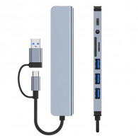 Adaptateur Multifonction 8En1 Type-C/USB Silver en Tunisie