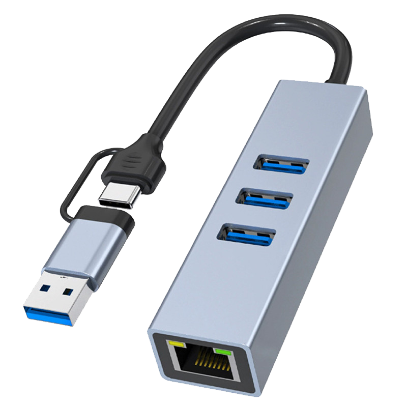Hub USB/Type-C 4 Ports USB + RJ45 Silver en Tunisie