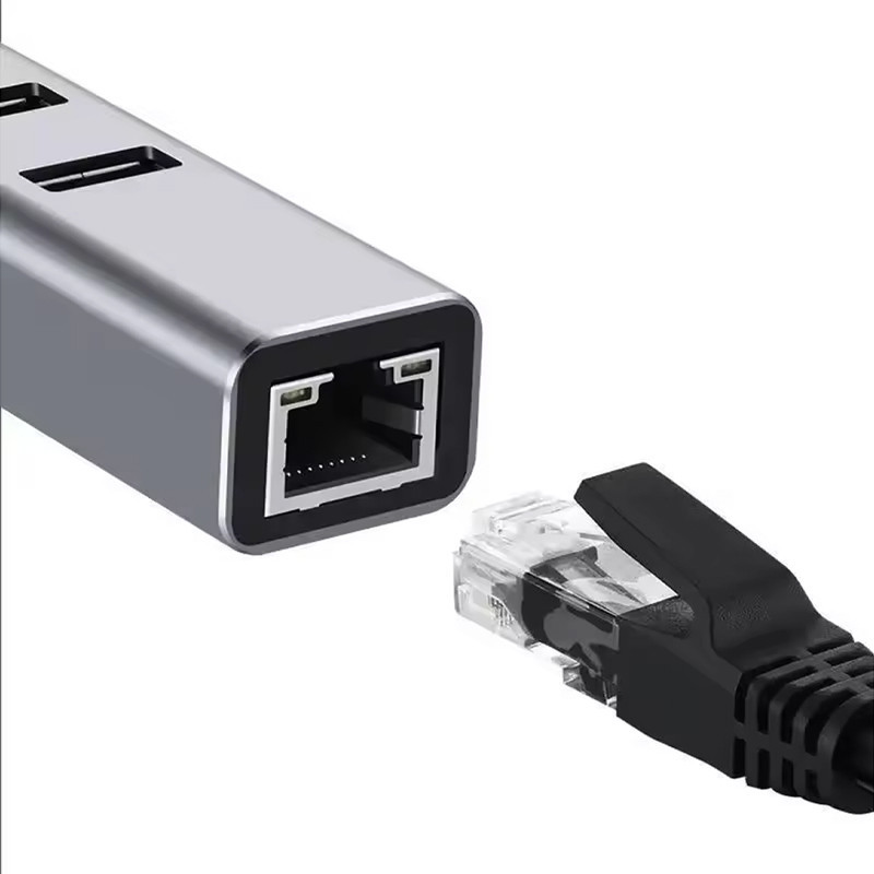 Hub USB/Type-C 4 Ports USB + RJ45 Silver en Tunisie