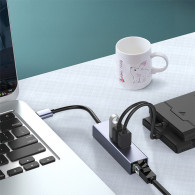 Hub USB/Type-C 4 Ports USB + RJ45 Silver en Tunisie