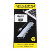Adaptateur Multifonction 7 En 1 Type-C Noir En Tunisie