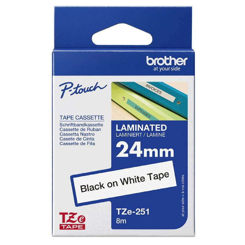 Cassette à Ruban Brother TZE251 24 mm Noir Sur Blanc En Tunisie