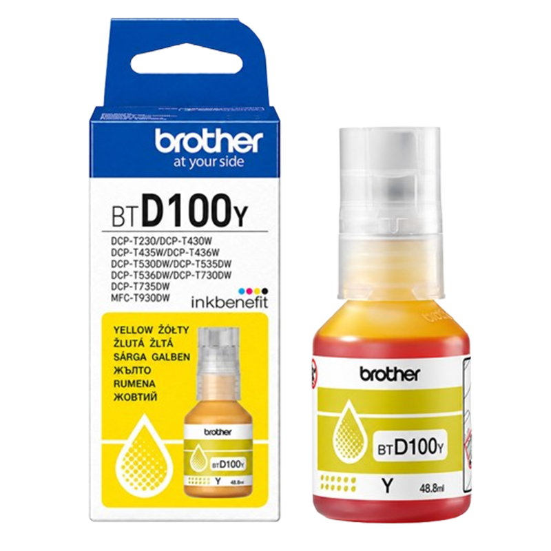 Bouteille D'encre Brother BTD100Y Original 48.8ml  Jaune En Tunisie