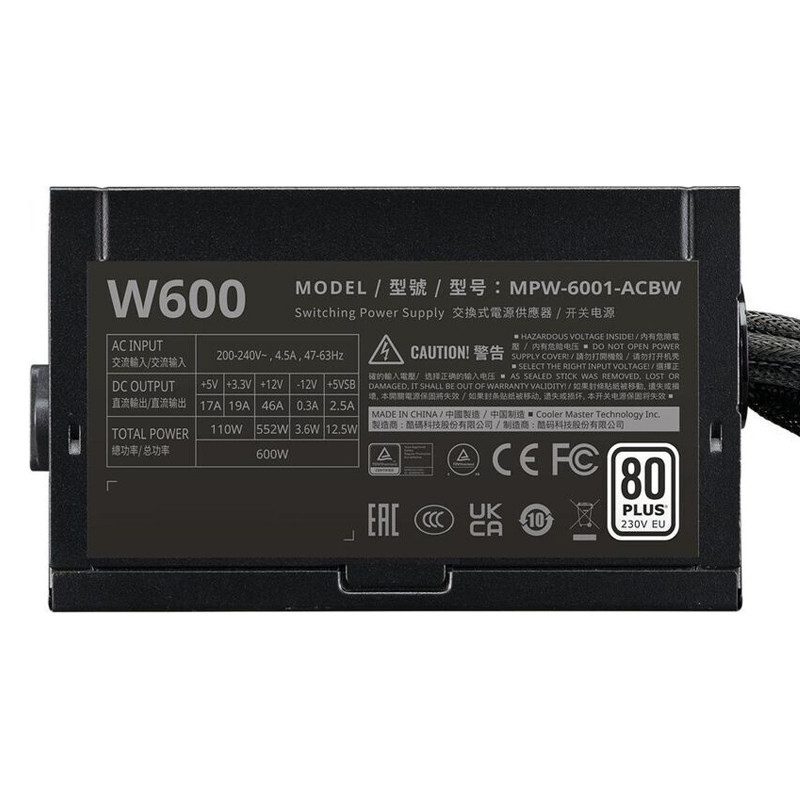Bloc D'Alimentation Cooler Master Elite Nex W600 Noir En Tunisie