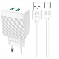 Chargeur 2 Ports Usb Pour Type-C Blanc Kaku - KSC-371