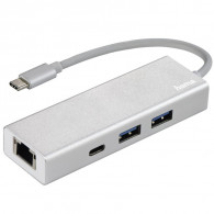 Adaptateur HAMA USB-C 2*USB-A + 1*USB-C + 1*RJ45 Blanc