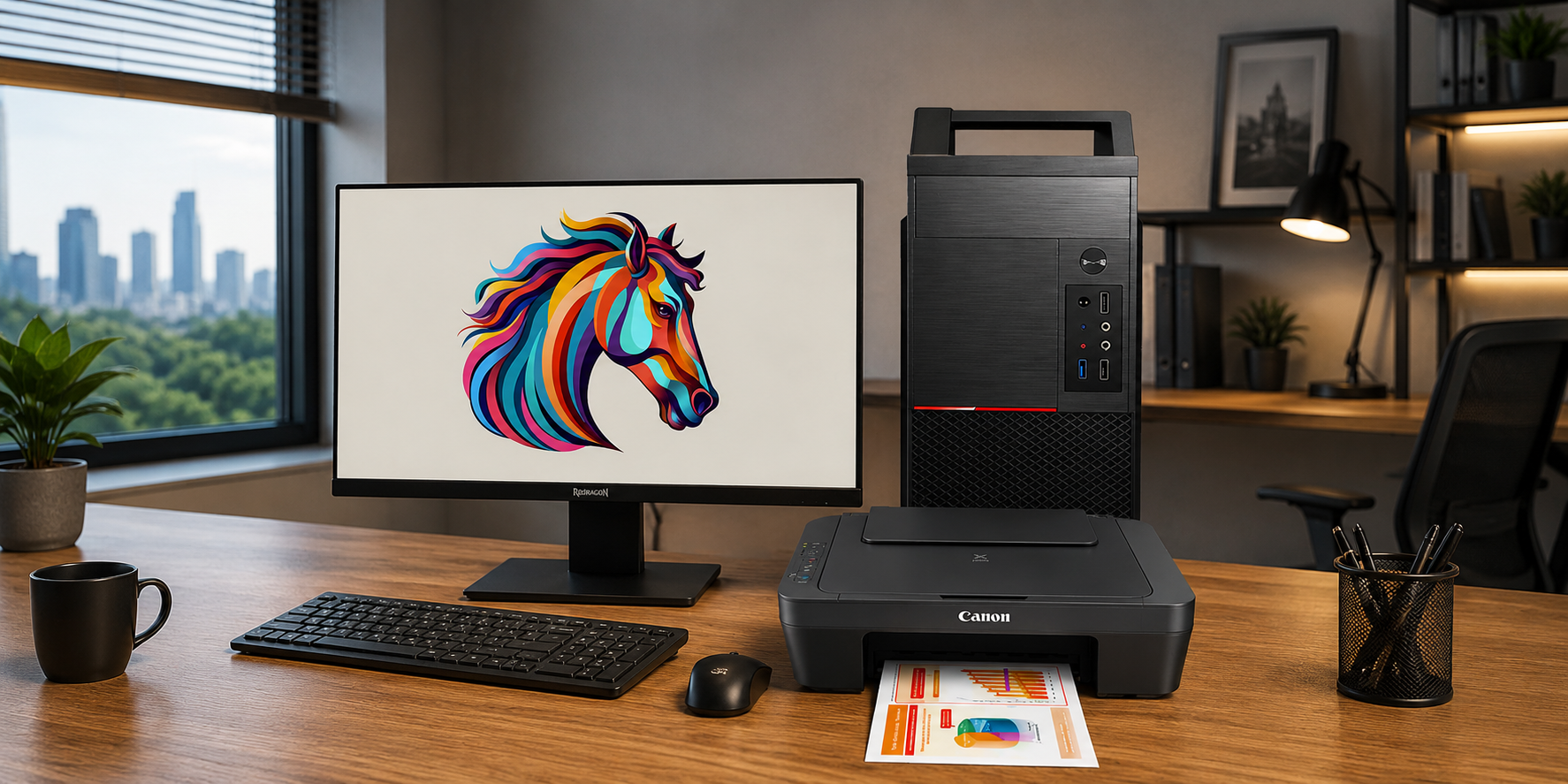 🖥️ Pc de Bureau DESC-HOME avec Écran Redragon Thugga II – i5, 8Go RAM, HDD 500Go au meilleur prix en Tunisie